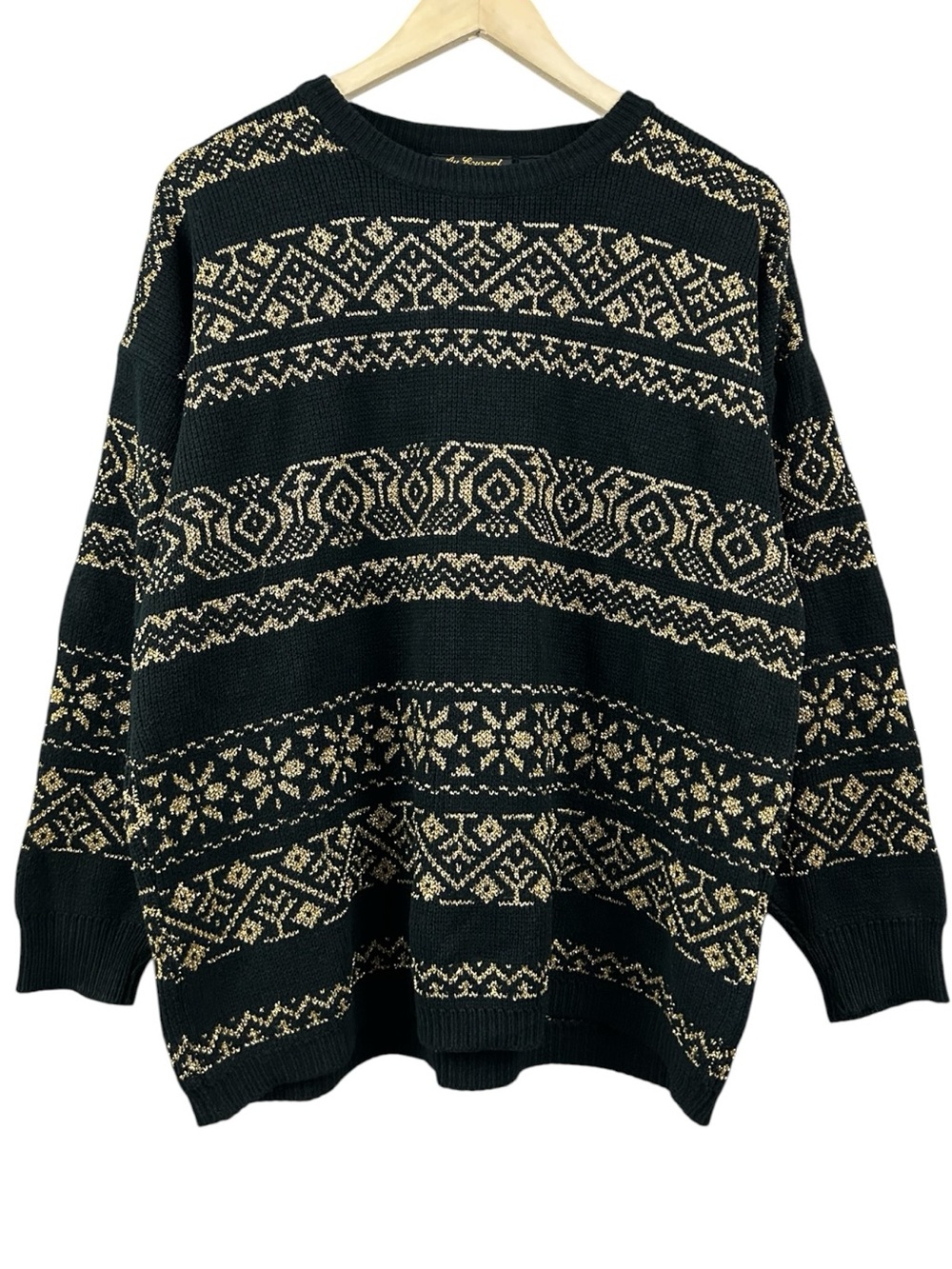 Au Courant Vintage Sweater Black and Gold Size Large